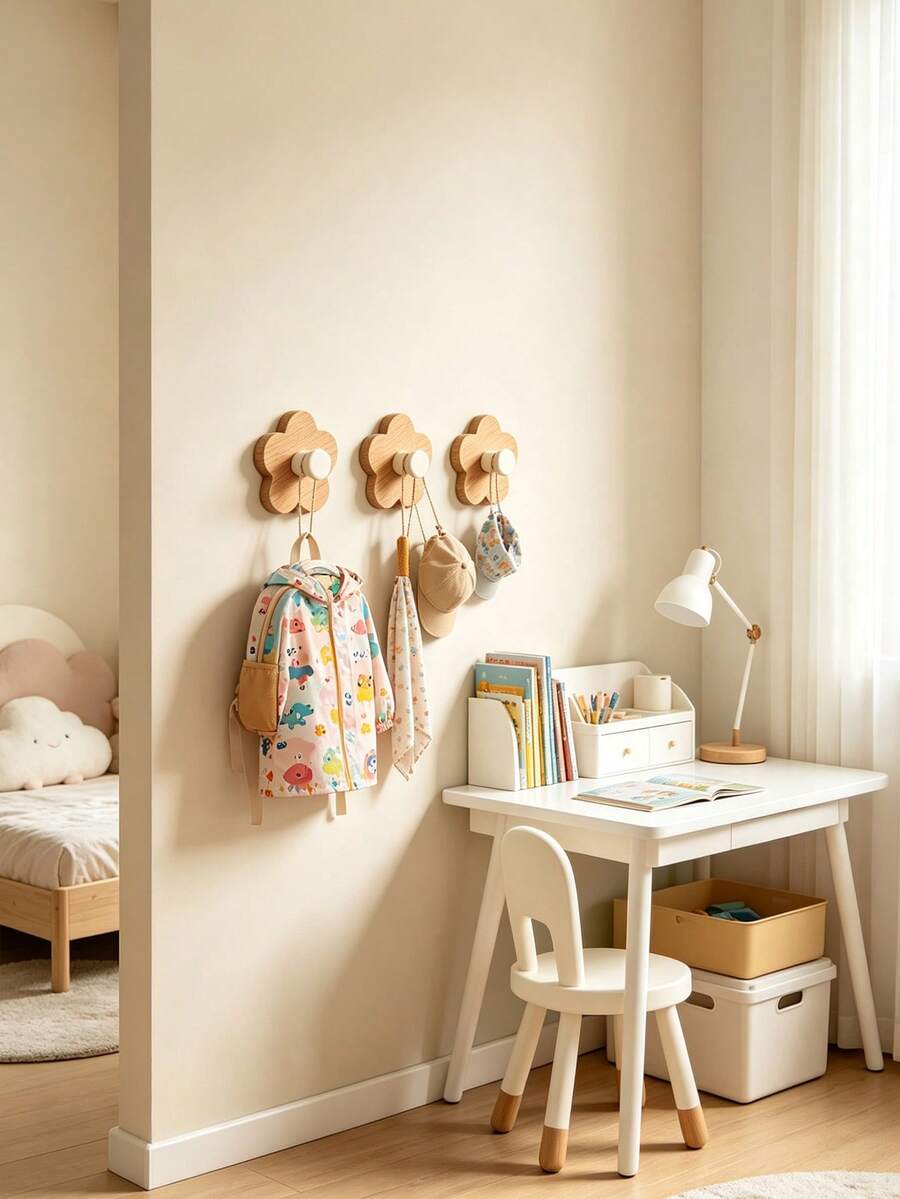 1/2/3/5pcs Wooden Flower Wall Hook - Cute Floral Hanger For Nursery Decor & Organization,Baby Stuff,Newborn Essentials,Baby Girl Stuff - Multicolor - View 1
