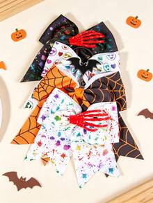 New Halloween Spider Web Bow Hair Clip Women Gothic Style Ribbon Party Costume Hair Accessory - Multicolor - View 1