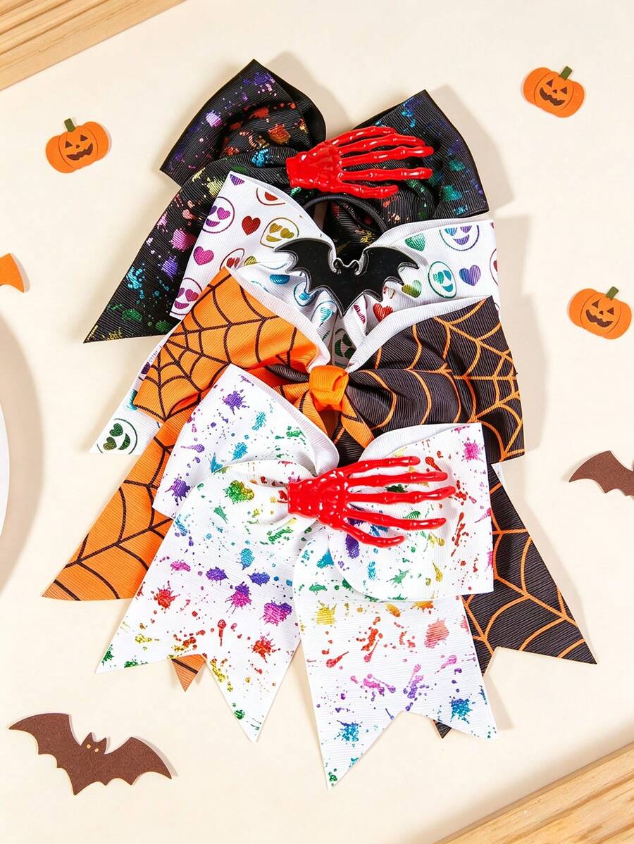 New Halloween Spider Web Bow Hair Clip Women Gothic Style Ribbon Party Costume Hair Accessory - Multicolor - View 1