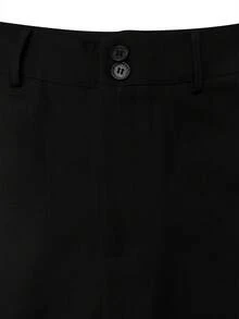 1pc Women's Fashion Commute Woven Fabric Casual Flare Leg Suit Pants Office Daily Work Black Trousers Spring Autumn - Black - View 8