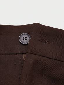 Women's High Waist Wide Leg Pleated Front Long Suit Pants, Loose Fit, Suitable For Spring Commute Office Business Casual - Brown - View 9