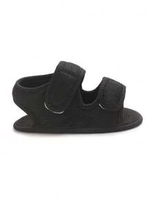 Solid Color Mesh Infant Sandals, Double Hook And Loop, Breathable, Non-Slip Soft Sole, Back Strap, Newborn Summer Anti-Slip Infant Pre-Walker Shoes - Black - View 6