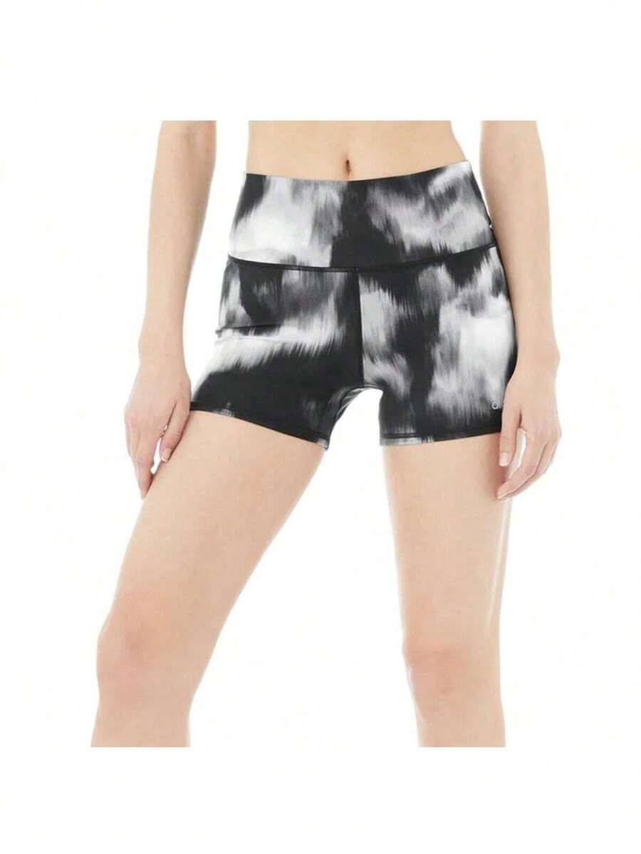 Alo Yoga Shorts VAPOR HIGH WAIST AURORA Sweat Absorption Breathable Lightweight Good Elasticity Easy To Wash Gym Women Outdoor Black White W6254R - BLACK - 黑色 - 查看 1