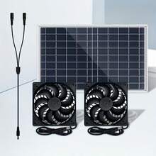 Solar Panel Fan Kit, 10W Solar Panel With 2 Fans, Intake Or Exhaust Fan, Suitable For Outdoor Backyard , Shed, Dog House, Pet House, RV Travel, Solar Powered - Black - View 11