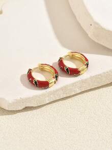 1 Pair Bohemian Exclusive Style Copper Material Colorful Oil-Drip Chili Pepper Shaped Women's Hoop Earrings Beach Vacation Casual Accessory Holiday Gift - Multicolor - View 7