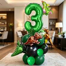 26 Green Number Balloons, Assorted Dinosaur Shaped Balloons, Suitable For Birthday Party, Wedding And Engagement, Gender Reveal, Baptism And Christening, Back To School, Carnival, Thanksgiving, Christmas - View 14