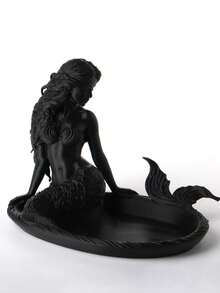 1pc Mermaid Jewelry Tray, Decorative Storage, Desktop Organizer, Mermaid Sculpture, Shell-Shaped Dish, Suitable For Rings, Necklaces, Jewelry Storage, Holiday Decoration, Decorative Ornament, Home Decor, Dorm Storage, Back To School, Halloween, Christmas - Multicolor - View 12