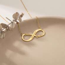 Couple Names And Date Infinity Necklace- 2 Names Women Jewelry - Sterling Silver Handmade Name Necklace - Dainty Necklace With Name - Multicolor - View 6