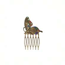 5pcs Women's Vintage Hair Combs Decor, Butterfly Flower Leaf Pearl Rhinestone Metal Hair Combs With Teeth Clips, Crystal Bridal Hair Pins, Suitable For Wedding Accessories, Daily Wear, Halloween - Multicolor - View 8