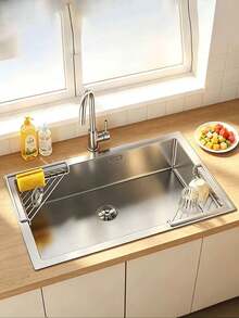1 buah Rak Organizer Wastafel Dapur Stainless Steel, Tempat Penyimpanan Keran Multifungsi, Dapat Menampung Lap Piring, Spons, Spons Cuci Piring, Desain Drainase Berongga Mencegah Penumpukan Air, Hemat Ruang dan Rapi, Keranjang Penyimpanan Alat Pembersih Meja Dapur Rumah Tangga - MultiWarna - View 7