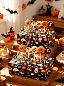 1pc Halloween Lollipop Display Stand, Halloween Castle Boo Ghost Pattern Lollipop Holder, Halloween Candy Cake Dessert Display Stand, Reusable Halloween Lollipop Storage Box, Halloween Party Candy Gift Packaging Supplies, Trick Or Treat, Halloween Party Table Centerpiece Decor, Halloween Party Supplies, Halloween Cake Decoration, Room Decor, Halloween Party Decoration, Halloween Gift, Party Favors - Halloween Pumpkin - View 2