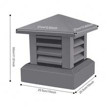 Kangten Chimney Cap, 10" X 10" Aluminum Alloy Chimney Cap, Tapered Top Louvre Rain Windproof Vent Cover Chimneys Caps For Outside Shutter Design Chimneys Flue Cover To Fit Existing Flue Tile - Grey A Nice Gift - Grey- 10" X 10"@JJNLN5-000300*1 - View 1