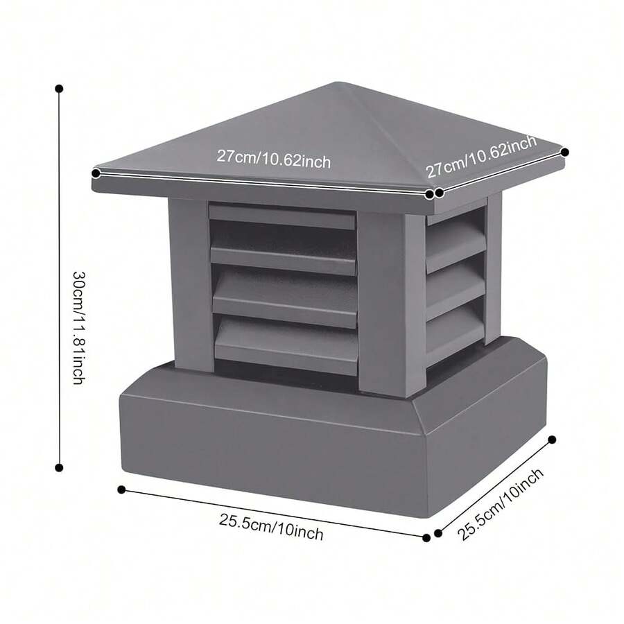 Kangten Chimney Cap, 10" X 10" Aluminum Alloy Chimney Cap, Tapered Top Louvre Rain Windproof Vent Cover Chimneys Caps For Outside Shutter Design Chimneys Flue Cover To Fit Existing Flue Tile - Grey A Nice Gift - Grey- 10" X 10"@JJNLN5-000300*1 - View 1