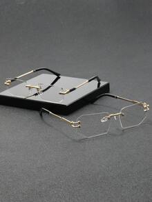2 Pairs Men's Luxury Metal & Transparent Eyeglasses, Suitable For Daily Use, Study, Reading, TV, Computer …Gamin - Transparent - View 7