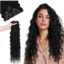 Women's Long, Deep Curly Hair Clip Style Full Roll Wavy Wig Set Is Lightweight And Easy To Install, Suitable For Travel With No Glue Needed Wigs, And Easy To Wear As Halloween Accessories. The Hair At 9am Is Light, Soft, And Naturally Shiny - Natural & Black - View 11