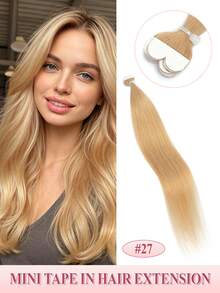 10Pcs Mini Tape In Hair Extensions Human Hair 14inch Blond Straight Human Hair Tape In Hair Extensions Invisible Silky Hair Seamless Skin Weft Human Hair Extension 10g Lightweight Tape Ins Easy To Wear For Daily &Party&Wedding - Multicolor - View 18