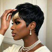 Pixie Short Hair Wig 6 Inch Straight Hair Women's Human Hair Wig Machine Made 150% Density 1b613 Color Suitable For Daily Wear And Party - S1/613 - View 4
