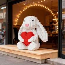 1 Set 334pcs White Rabbit Building Blocks, Heart-Shaped Animal Model Set With Challenging Assembly, Creative Puzzle Toy Suitable For Office Desk Studio Decoration, Valentine's Day Christmas Gift For Friends Family Classmates 14+ Years Old - Multicolor - View 11