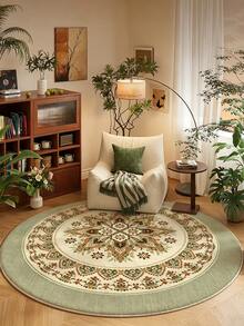 1pc Light Green Bohemian Style Living Room Rug, Suitable For Kitchen, Dining Room, Bedroom, Room Holiday Decor, Indoor/Outdoor, Office, Lobby, Anti-Slip Doormat, Bathroom Rug, Hallway, Study Gaming Area Rug - Light Green - View 1