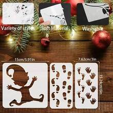 3/6/12pcs Christmas Elf Pattern Stencil Set, Includes Footprint And Handprint Patterns, Plastic Drawing Stencils, Christmas Footprint Pattern Stencils, Elf Handmade Craft Stencils, Elf DIY Pattern Stencils, Reusable PET Stencils, Suitable For Drawing Window Sill Elf/Footprint Pattern Christmas Decorations - A - View 10