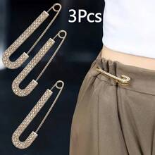 1Pc/2/3Pcs Fashionable Exquisite Clothing Buttons Pins, Made Of Synthetic Zirconia And Alloy, Can Adjust Waistline, Fix Clothing, Suitable As Daily Wear Accessories - Multicolor - View 19