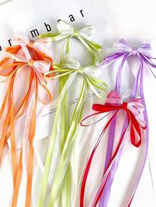 8/4/2pcs Long Ribbon Bow Hair Clips, Durable And Gentle On Hair, Cute And Sweet Hair Accessories Suitable For Pigtails - Perfect For Girls And Teens, Daily Wear, Vacation, School, And Dates - Multicolor - View 6