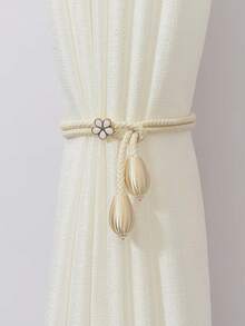 1/2pcs Classic Starfish Curtain Tiebacks - Elegant Woven Polyester Curtain Buckles, Decorative Accessories For Bedroom And Living Room, Adding Coastal Charm To Home Decor, Bedroom Decor | Nautical Style | Textured Finish, Living Room Curtain Artificial Resin Five-Finger Starfish Curtain Tiebacks Hemp Rope Woven Coastal Style | Living Room Bedroom Decorative Accessories | Ins Style Home Tie Ropes - Star - View 11