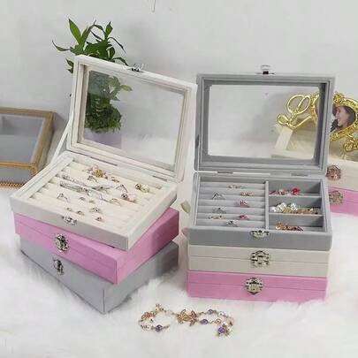 1pc Acrylic Jewelry Ring Display Storage Box