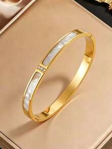 1 peça/4 peças Pulseira de Aço de Titânio Novo Não Desbotante, Pulseira de Aço Inoxidável Eletrolítico de Alta Qualidade para Mulheres, Estilo Europeu e Americano Requintado - Dourado - Visão 8