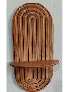 Bohemian Style Arched Floating Shelf, Wooden Wall Decor Storage Rack, Suitable For Potted Plants, Wall Flower Rack, Suitable For Bedroom, Living Room, Kitchen Wall Decoration - Multicolor - View 9