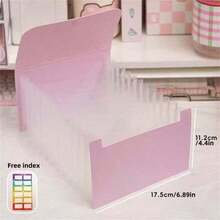 1pc Accordion Bag - Convenient Dopamine Solid Color Collapsible Portable File Organizer With Index Tabs And Expandable Folder, Coupon Storage Book - A - View 3
