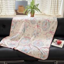 1pc Soft Cotton Fleece Cartoon Print Wearable Blanket, Shawl Blanket, Nap Blanket, Without Pillowcase, Suitable For Office, Living Room, Bedroom Use, Multi-Purpose Blanket - Pink - View 6