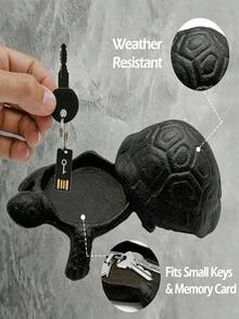 1pc Cast Iron Turtle Hidden Key Box, Weatherproof Rust-Proof Outdoor Spare Key Box, Garden Turtle Invisible Key Storage Box, Compact Secret Storage, Suitable For Yard, Patio, Flower Pot, Pool, Vase, Home, Office Decoration - Multicolor - View 5