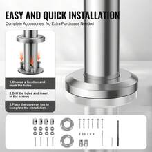 Handrails For Outdoor Steps, 31.5in Length 2 Crossbars Stair Hand Rail Kit, Transitional Stainless Steel Railings W/ Installation Kit, Double-Column Staircase Handrails For Seniors,Porch & Deck - 80cm - View 4