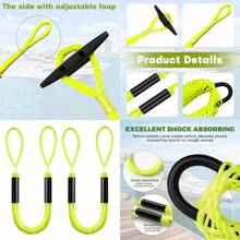 Bungee Dock Lines Boat Ropes For Docking With Loop Boat Accessories - 3 Feet Shock Cords Docking Rope Mooring Rope For PWC, Pontoon, Kayak, Canoe, Power Boat, Watercraft Yellow 3Feet 2 Pack - Multicolor - View 1