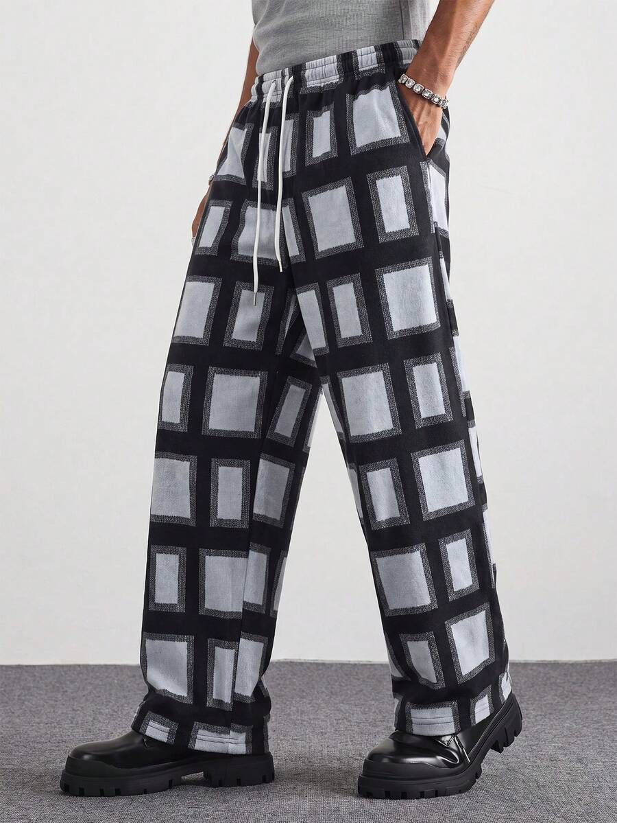 MAISONFOX Men's Plaid All-Over Print Casual Straight Leg Sports Long Pants - Multicolor - View 1