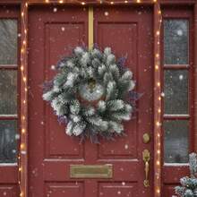 1PC Christmas Wreath Holiday Decoration Artificial Cedar Wreath Christmas Decor - White-purple - View 5