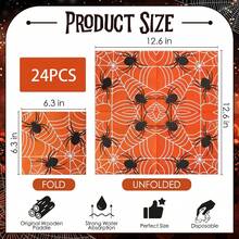 24pcs Halloween Spider Web Theme Party Cocktail Disposable Paper Napkins, Vibrant Medium Size Decorative Dinner Napkins, Holiday Birthday Party Decoration - Multiple Styles - View 9
