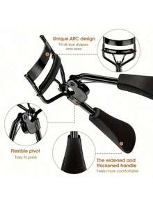 11/10/1pc High-End Black Eyelash Curler, Includes 10 Extra Replacement Pads, Durable And Easy To Use Makeup Tool, Comfortable Grip, Suitable For All Eye Shapes And Lash Lengths, Quickly Curl Lashes, Durable Makeup Tool Set - Black - View 3