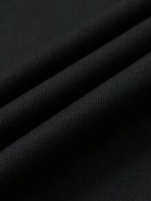 Striped Trim Lapel Collar Long Sleeve Polo, Regular Fit Casual Basic Top, All-Match Daily Wear, Perfect Present For Guys - Black - View 6