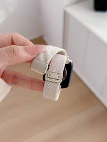 1pc Magnetic Elastic Nylon Ring Band, Compatible With Apple Watch, Women's Sports Style, 38mm 40mm 41mm 42mm 44mm 45mm 46mm 49mm - Starlight - View 2