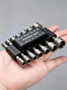 Set Adaptor Soket Heksagonal 1/4" 14 buah, Kit Mata Bor Kunci Mur Elektrik Metrik 5-12mm & Imperial 3/16"-7/16", Kompatibel dengan Mata Bor Soket Heksagonal Bor Listrik dan Obeng Impak, Set Alat Manual untuk Perbaikan Rumah, Otomotif, dan Pelepasan Pengencang Mekanik - set 14 buah - View 2