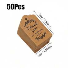 50/100/200/500个牛皮纸礼品标签，配麻绳，感谢标签，适用于婚礼、新娘送礼会、生日、派对、婚礼回礼、感恩节或其他特殊场合，礼品标签，礼盒标签，感谢卡，吊牌 - 彩色 - 查看 14