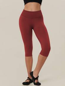 TimeOff Women's 1pc Solid Color Tummy Control Butt Lifting Slim Fit Sports Mid-Length Shorts - Red - View 6