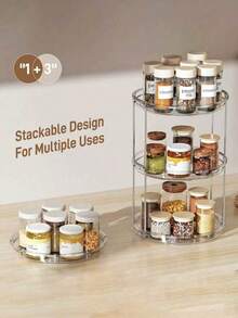 1 pieza Organizador de cosméticos de escritorio transparente con rotación de 360° y gran capacidad, estante de almacenamiento de cocina, estante de almacenamiento multifuncional, organizador de cosméticos como regalo del Día de San Valentín, organizador de cuidado de la piel, almacenamiento multifuncional - A - Ver 3