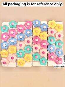 12/24/36/48pcs Random Fresh Macaron Colorblock Floral Hair Scrunchies, Cute Versatile Hair Accessories For Girls - Multicolor - View 2