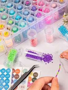 Diamond Painting Storage Box, 60/24 Bottle Capacity, Equipped With 4 Classification Labels, Used For Organizing Diamond Painting Supplies, Including Diamond Painting Tools And Jewelry Bead Assembly Tools, Suitable For Embroidery Storage - A - View 3