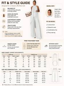 Women's 2-Piece Set, Elegant Solid Color Front Short Back Long Twist Halter Neck Top And Long Pants, Suitable For Party, Vacation, Street, Date In Spring/Summer White - White - View 8