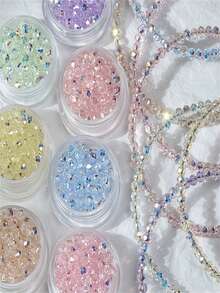 108pcs 3mm AB Glass Beads Suitable For DIY Jewelry Making, Aurora Borealis Iridescent Faceted Round Beads With Shimmering AB, Mixed Color Mini Beads For Bracelets, Necklaces, Earrings Craft Supplies - Multicolor - View 1