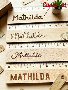 Personalized Ruler, Customized Wooden Ruler, Personalized Name, 20cm Long, Suitable For Stationery Lovers, Fashionable Ruler, Applicable For Birthday, Office, Daily Tasks And Students, Back To School Season - Multicolor - View 3